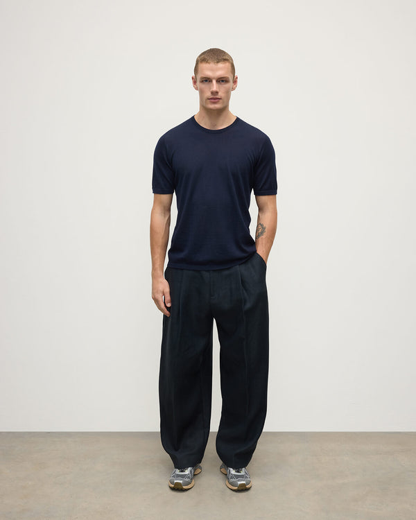 johnstons of elgin Dark Navy Superfine Cashmere T-Shirt