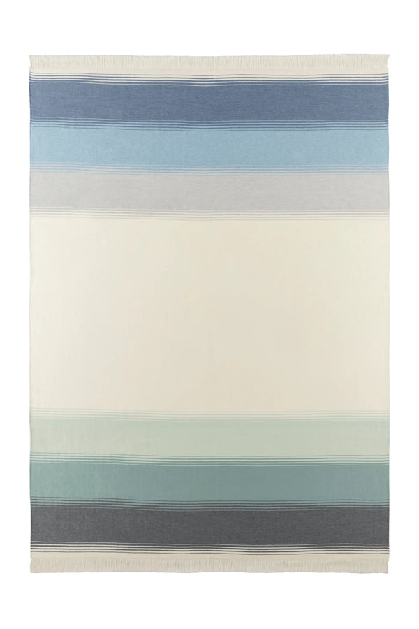 Johnstons Of Elgin Diffused Stripe Merino Wool Blue Throw