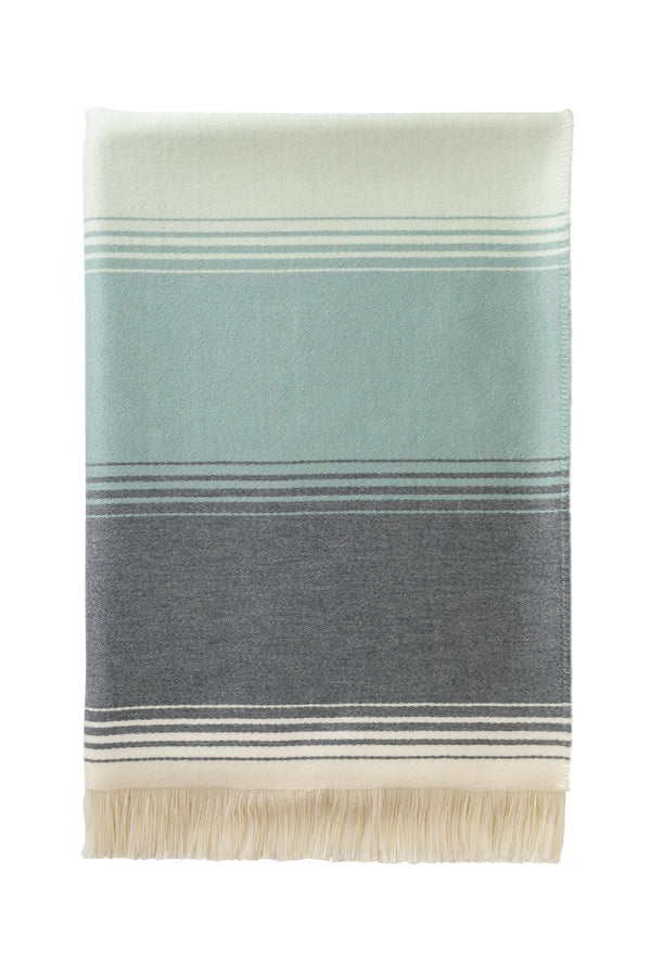 Johnstons Of Elgin Diffused Stripe Merino Wool Blue Throw