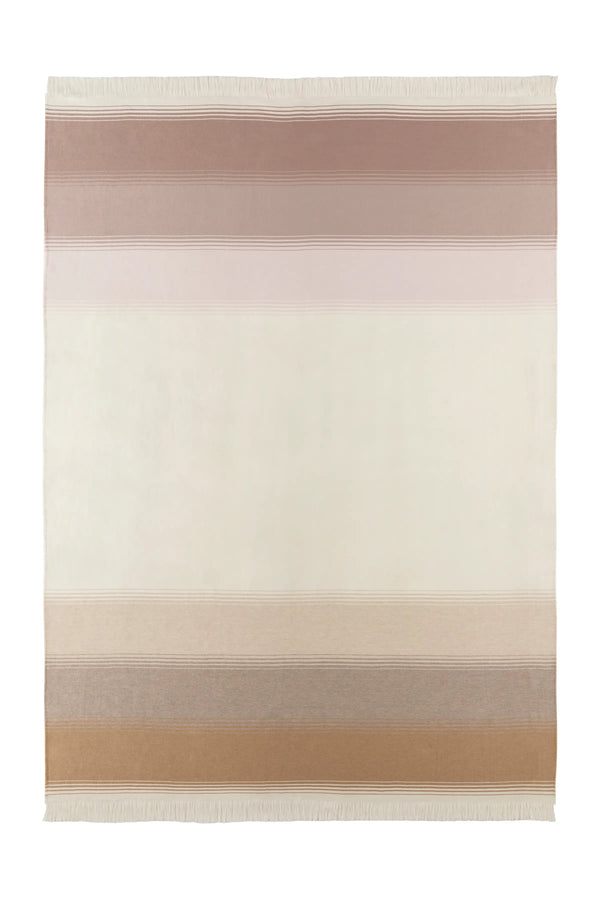 Johnstons Of Elgin Diffused Stripe Merino Wool Pink Throw