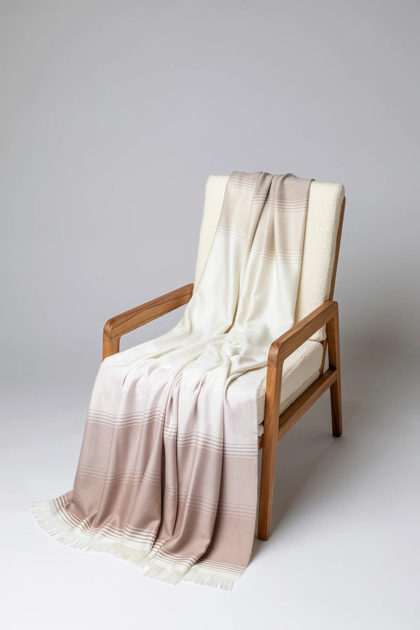 johnstons of elgin Diffused Stripe Merino Wool Pink Throw