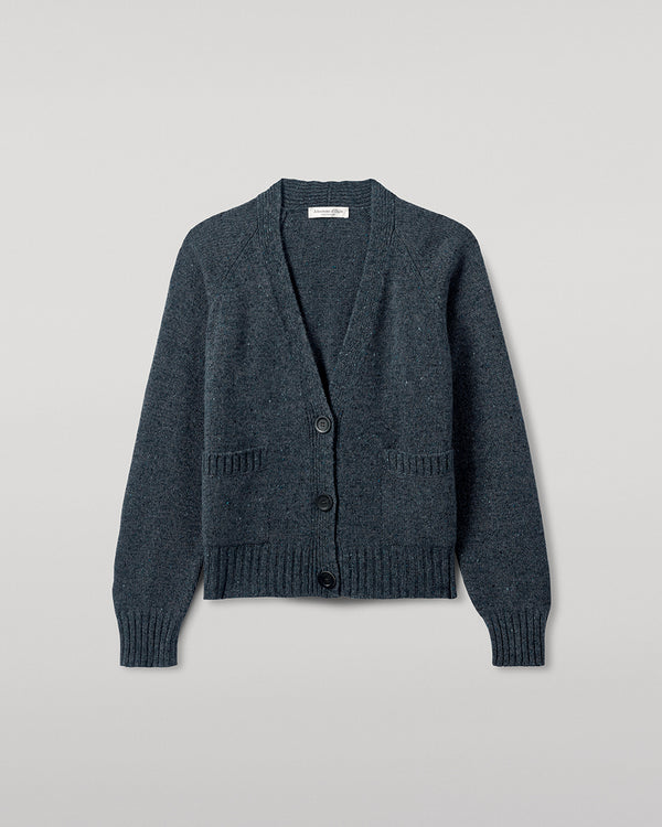Johnstons Of Elgin Donegal Cashmere Blue V Neck Cardigan