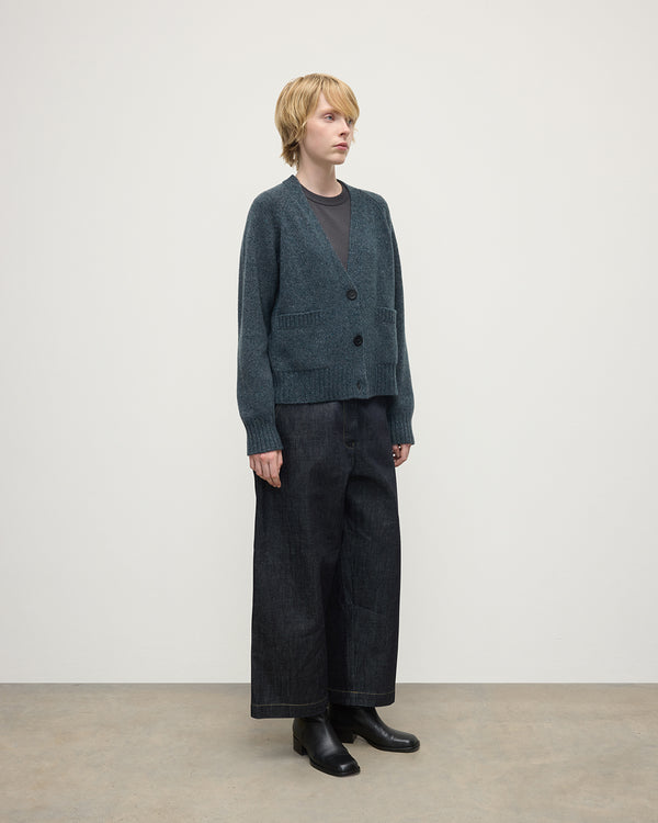 Johnstons Of Elgin Donegal Cashmere Blue V Neck Cardigan