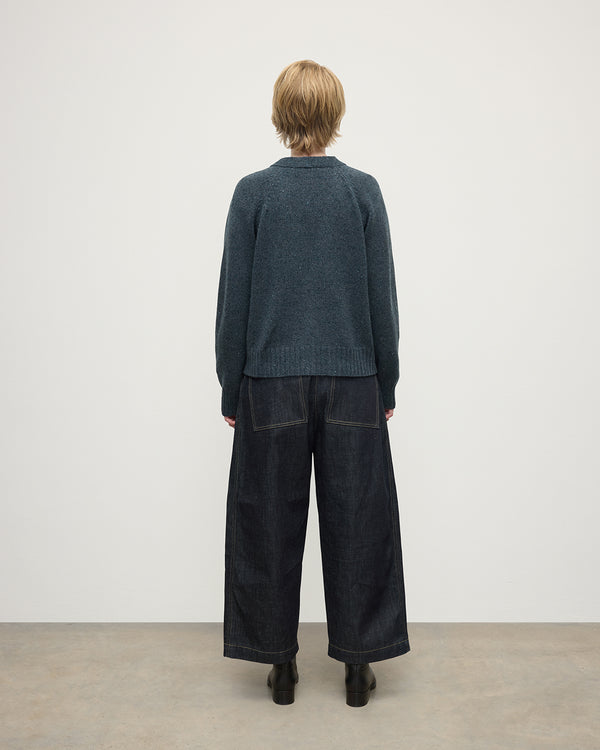 Johnstons Of Elgin Donegal Cashmere Blue V Neck Cardigan