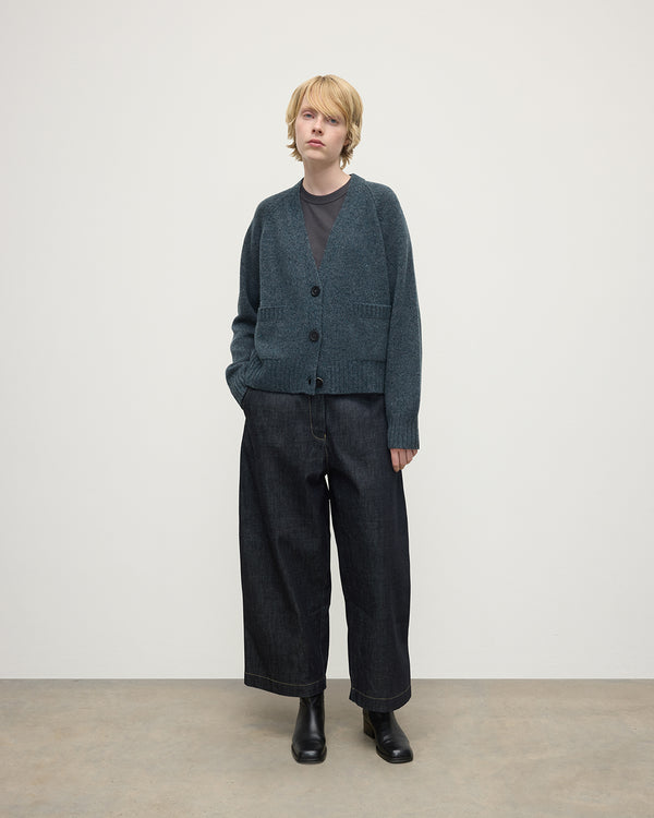 johnstons of elgin Donegal Cashmere Blue V Neck Cardigan