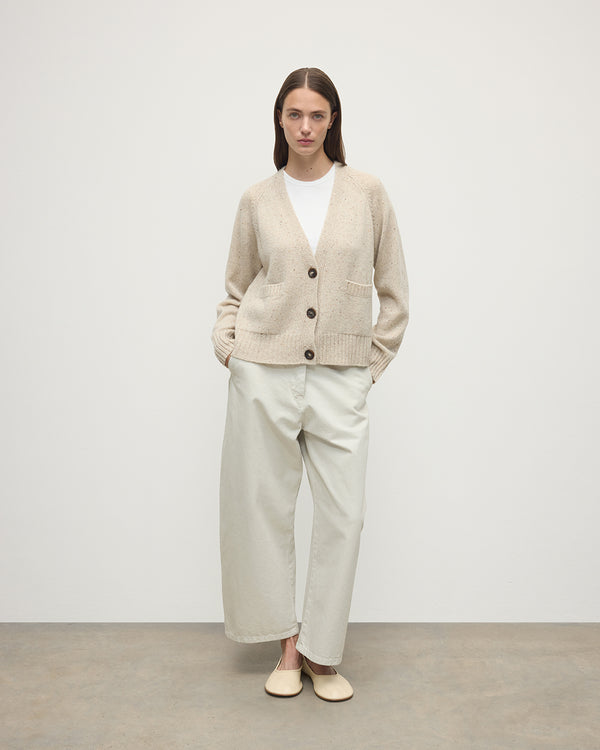 johnstons of elgin Donegal Cashmere Cream V Neck Cardigan