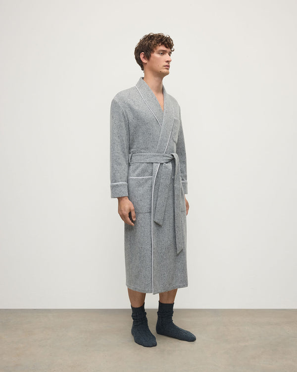 Johnstons Of Elgin Donegal Cashmere Grey Dressing Gown
