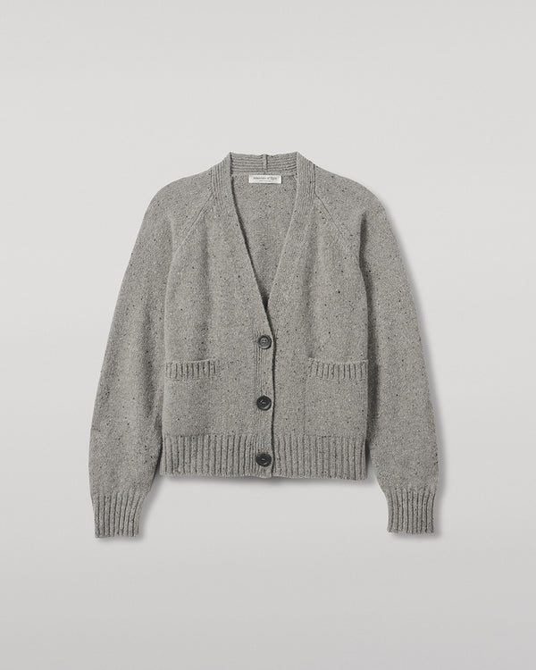 Johnstons Of Elgin Donegal Cashmere Grey V Neck Cardigan
