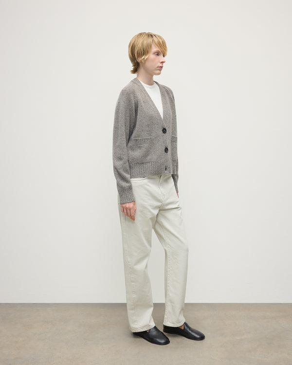 Johnstons Of Elgin Donegal Cashmere Grey V Neck Cardigan