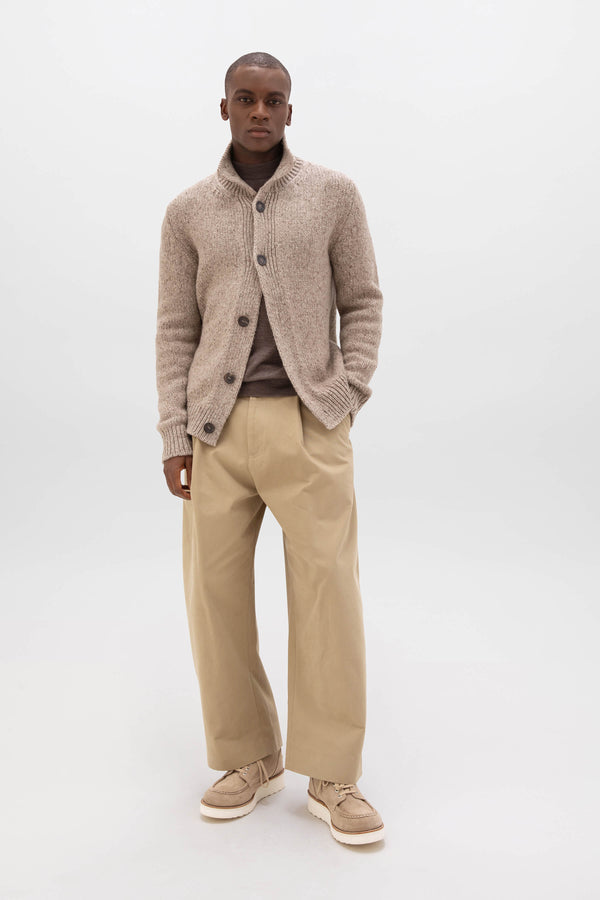 Johnstons Of Elgin Donegal Cashmere Light Brown Cardigan