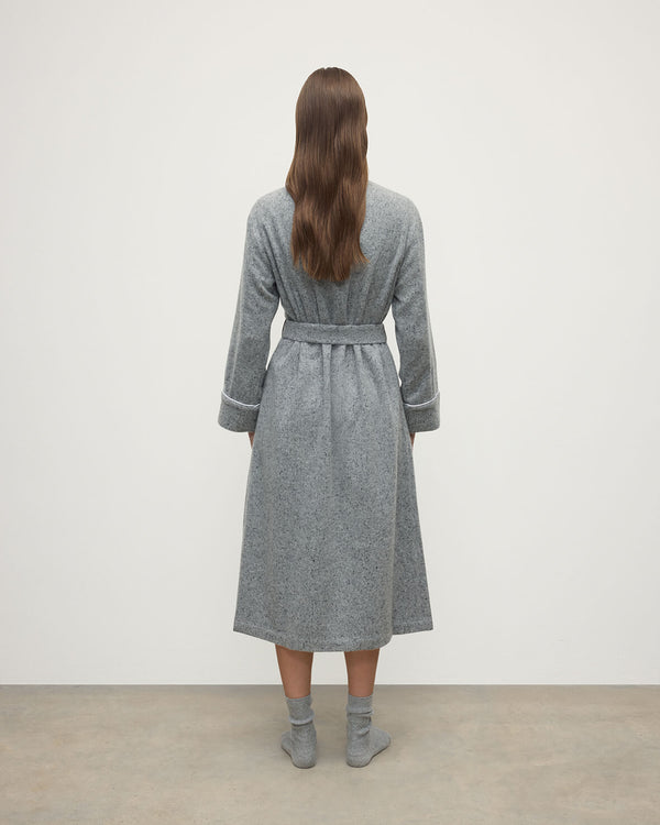 Johnstons Of Elgin Donegal Cashmere Light Grey Dressing Gown