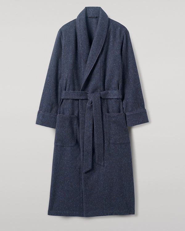 Johnstons Of Elgin Donegal Cashmere Navy Dressing Gown