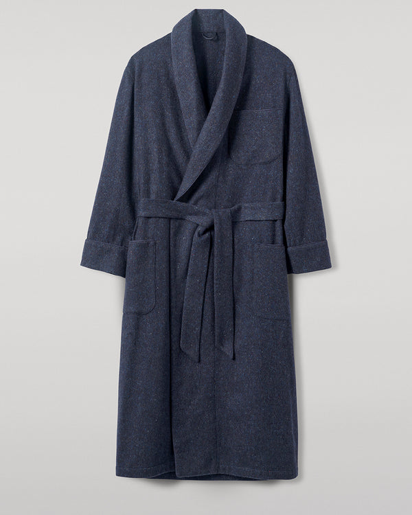 Johnstons Of Elgin Donegal Cashmere Navy Dressing Gown