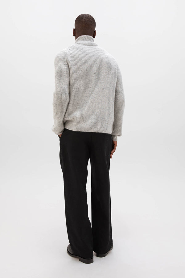 Johnstons Of Elgin Donegal Ribbed Grey Zip Cardigan