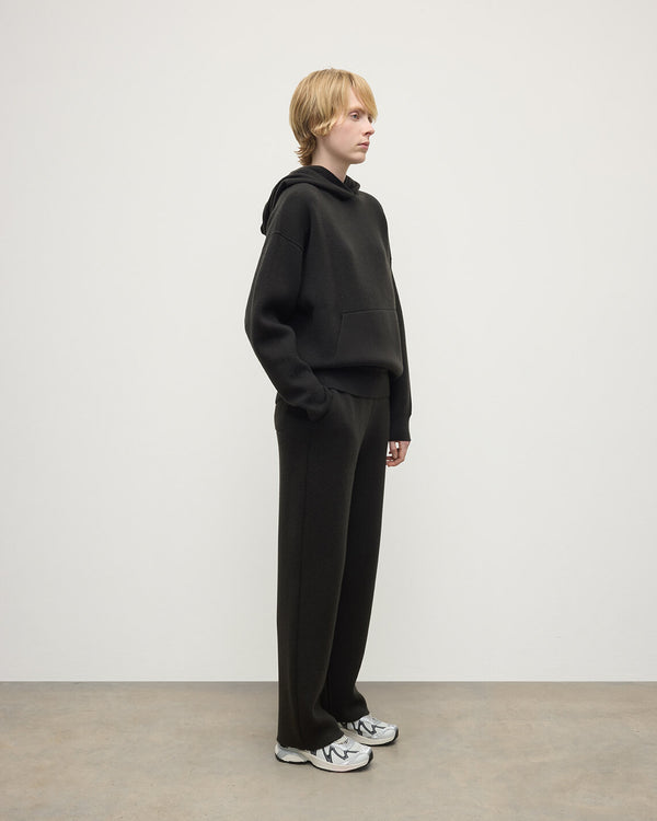 Johnstons Of Elgin Double-Face Black Cashmere Hoodie