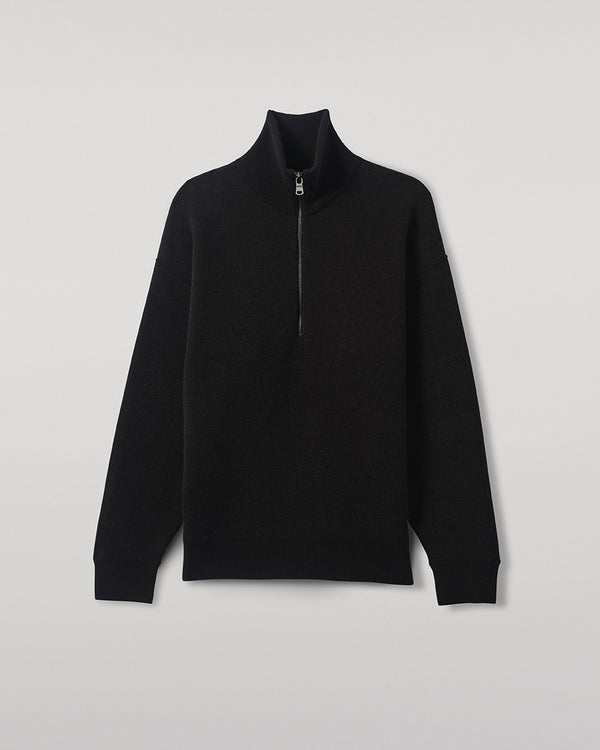 Johnstons Of Elgin Double Face Black Half Zip Jumper