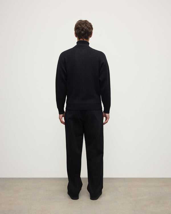 Johnstons Of Elgin Double Face Black Half Zip Jumper