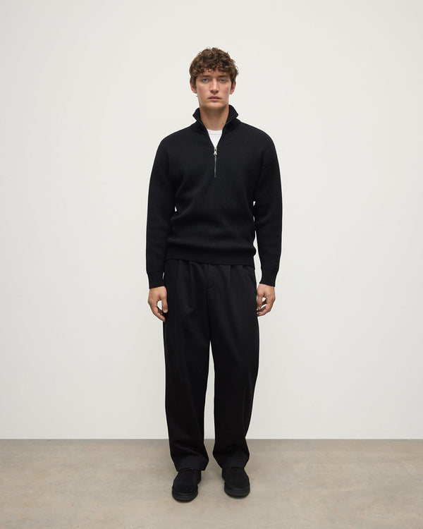 johnstons of elgin Double Face Black Half Zip Jumper