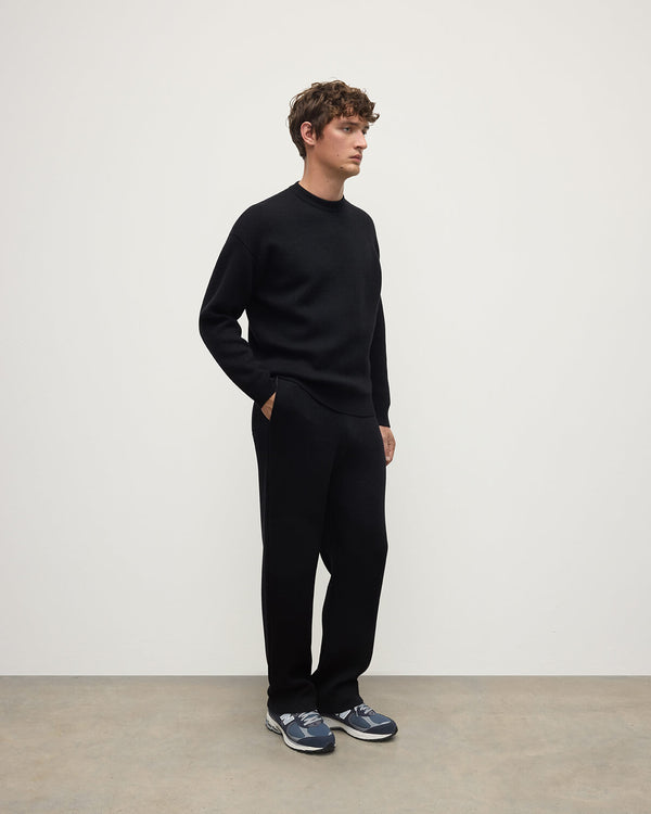 Johnstons Of Elgin Double Face Black Tapered Joggers
