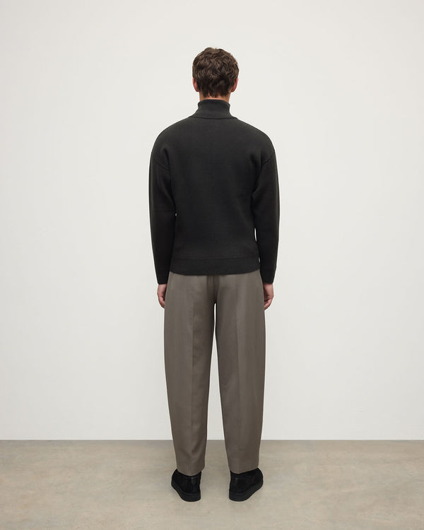 Johnstons Of Elgin Double Face Dark Grey Half Zip Jumper