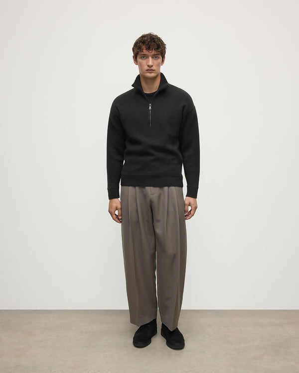 johnstons of elgin Double Face Dark Grey Half Zip Jumper