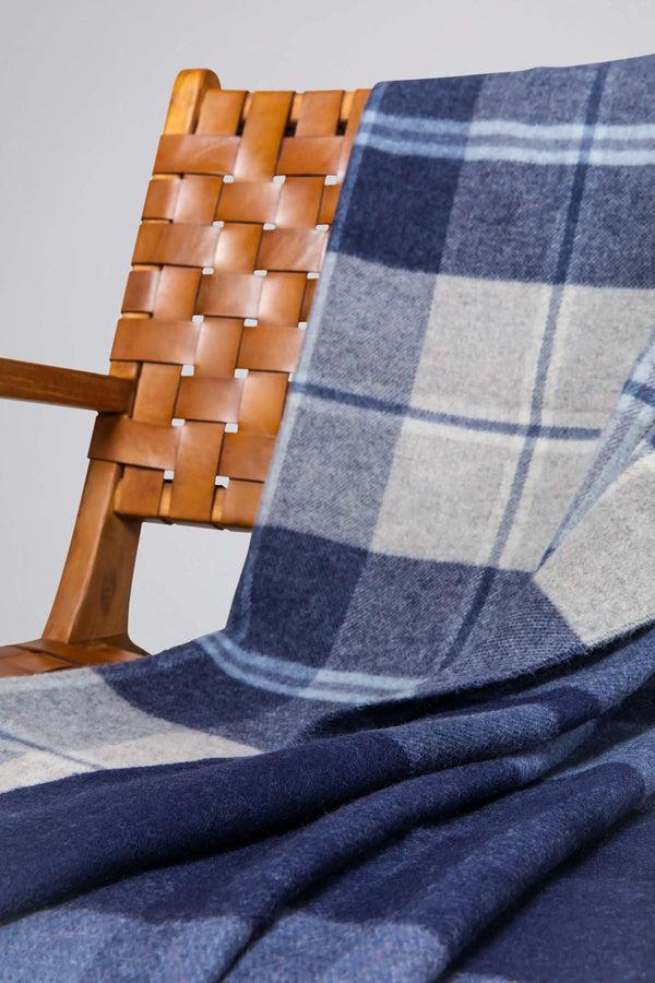 Johnstons Of Elgin Double Face Lambswool Blue Throw