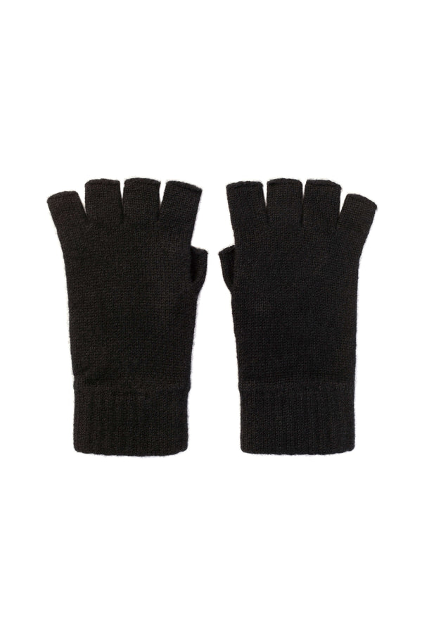 johnstons of elgin Fingerless Black Cashmere Gloves