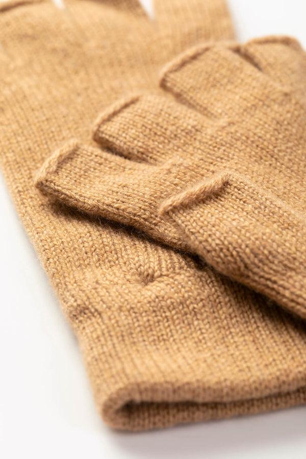 Johnstons Of Elgin Fingerless Camel Cashmere Gloves