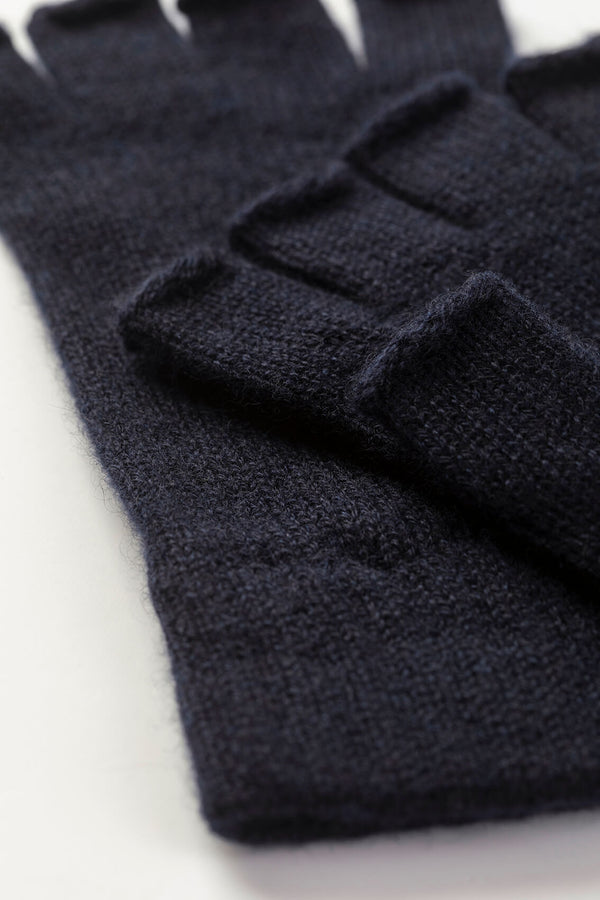 Johnstons Of Elgin Fingerless Dark Navy Cashmere Gloves