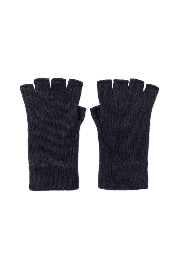 johnstons of elgin Fingerless Dark Navy Cashmere Gloves