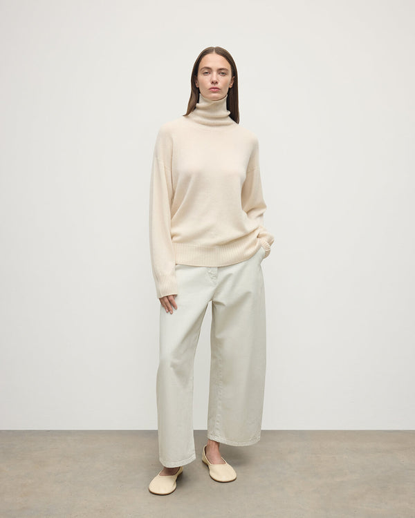 johnstons of elgin Gauzy Cashmere Cream Roll Neck Jumper