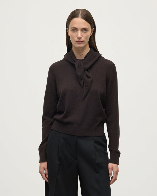 Johnstons Of Elgin Gauzy Cashmere Dark Brown Triangle Neck Tie