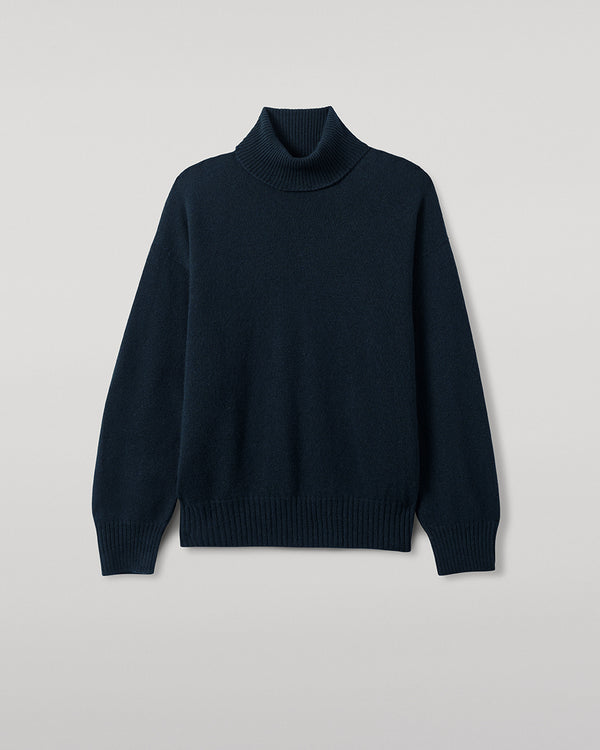 Johnstons Of Elgin Gauzy Cashmere Dark Green Roll Neck Jumper