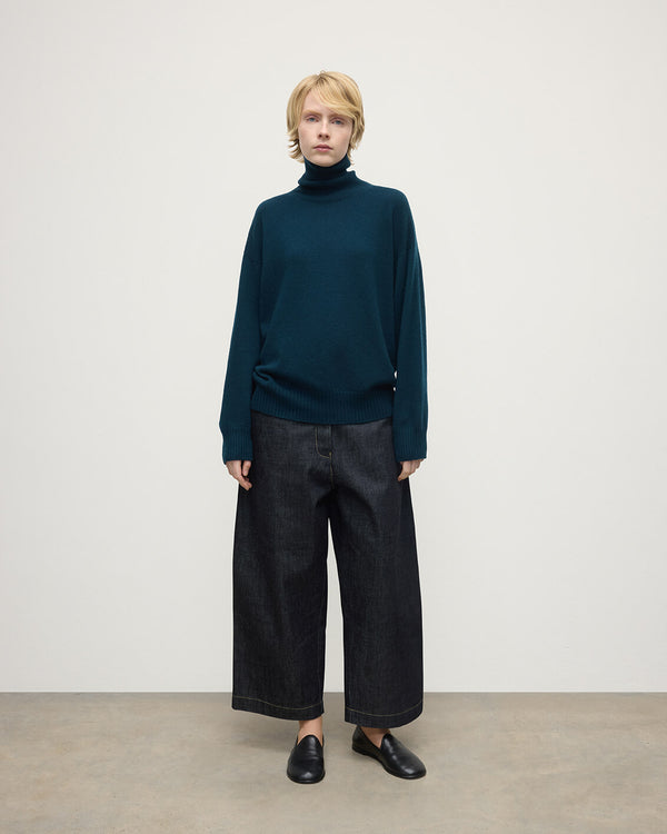 johnstons of elgin Gauzy Cashmere Dark Green Roll Neck Jumper