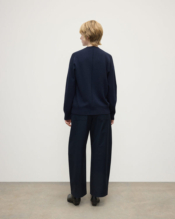 Johnstons Of Elgin Gauzy Cashmere Dark Navy V Neck Jumper