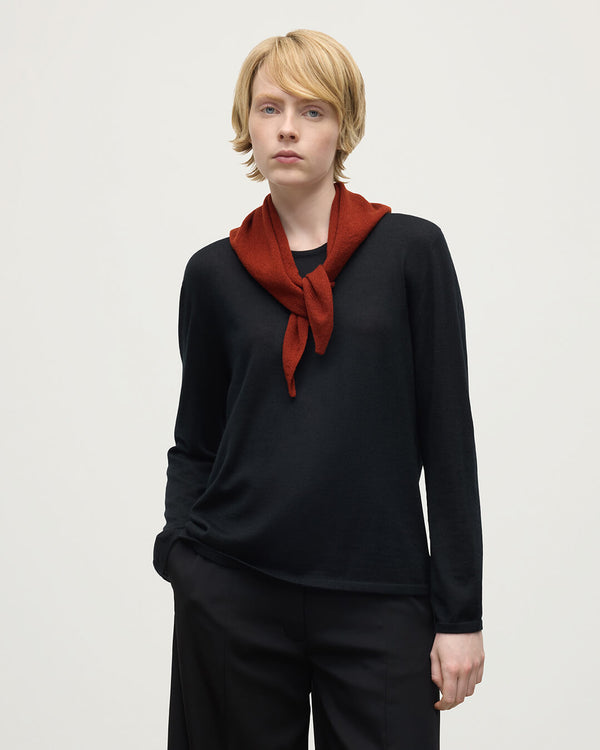 Johnstons Of Elgin Gauzy Cashmere Dark Red Triangle Neck Tie