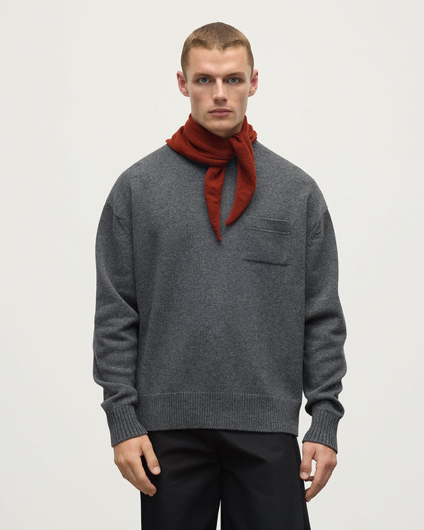 Johnstons Of Elgin Gauzy Cashmere Dark Red Triangle Neck Tie