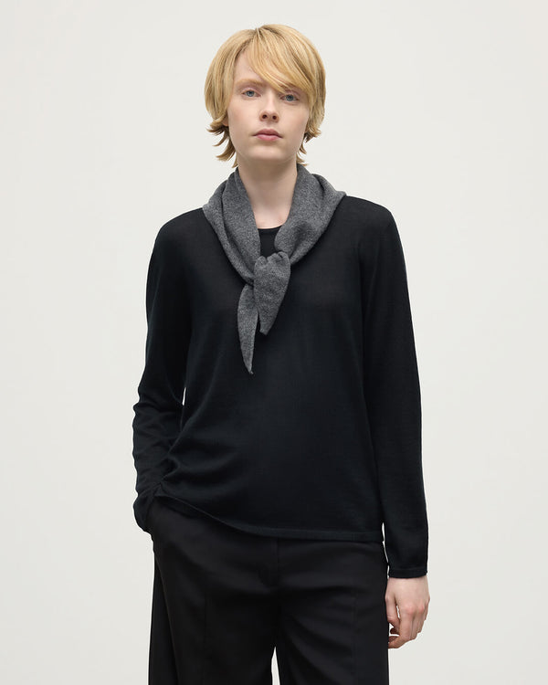 Johnstons Of Elgin Gauzy Cashmere Mid Grey Triangle Neck Tie