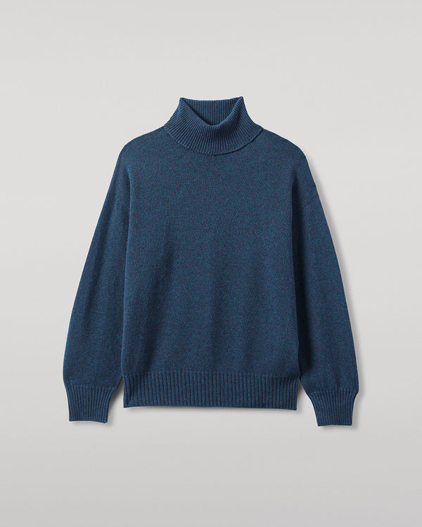 Johnstons Of Elgin Gauzy Cashmere Navy Roll Neck Jumper