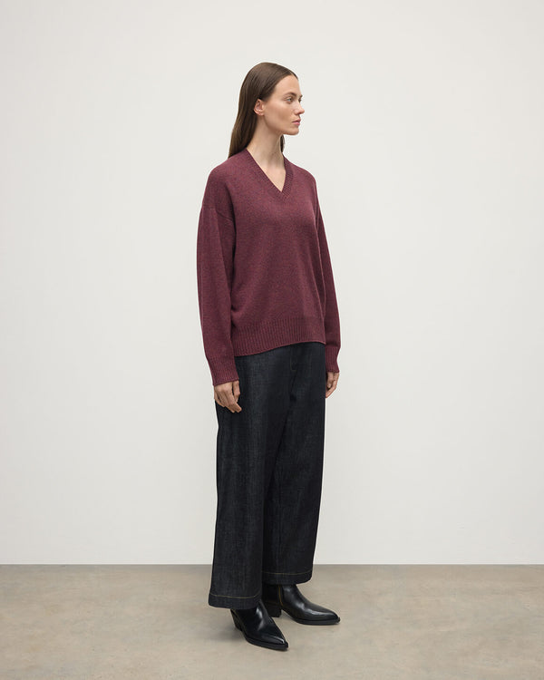 Johnstons Of Elgin Gauzy Cashmere Purple V Neck Jumper