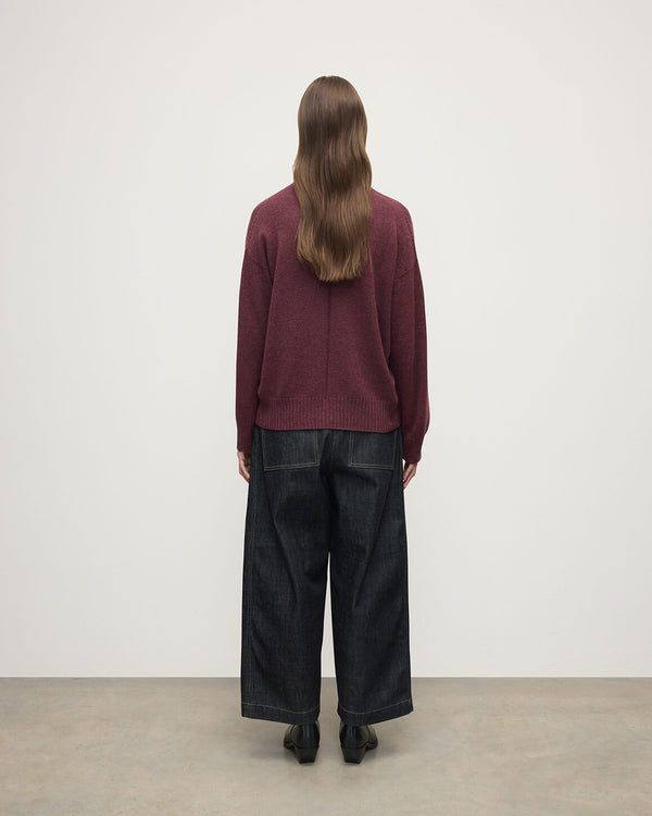 Johnstons Of Elgin Gauzy Cashmere Purple V Neck Jumper