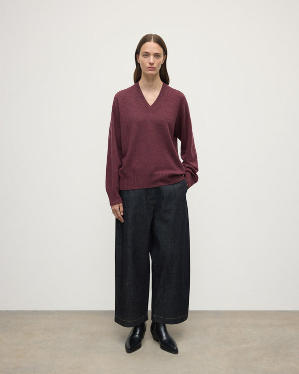 johnstons of elgin Gauzy Cashmere Purple V Neck Jumper