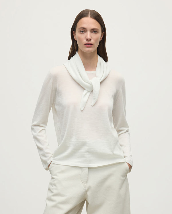 Johnstons Of Elgin Gauzy Cashmere White Triangle Neck Tie