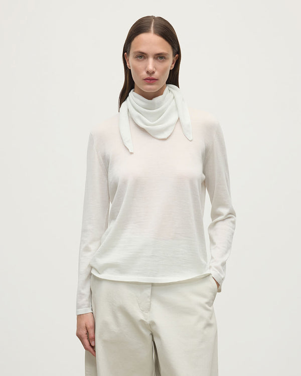 Johnstons Of Elgin Gauzy Cashmere White Triangle Neck Tie