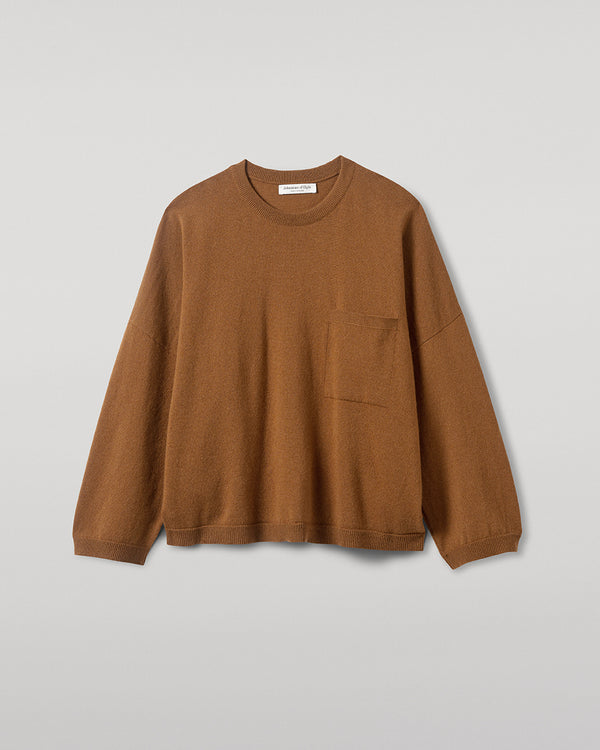 Johnstons Of Elgin Gauzy Pocket Dark Camel Cashmere Jumper