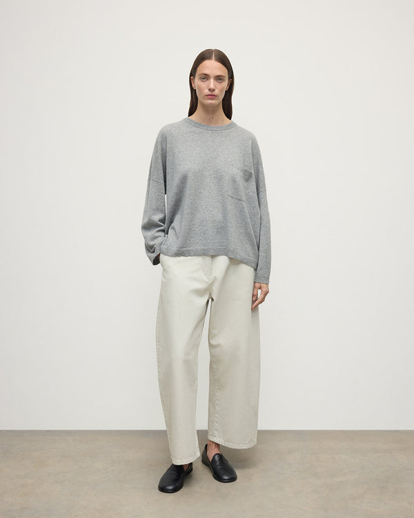 johnstons of elgin Gauzy Pocket Light Grey Cashmere Jumper