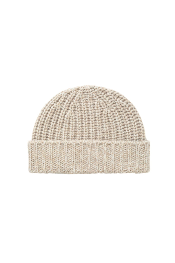 johnstons of elgin Half Cardigan Stich Cream Cashmere Beanie
