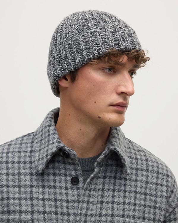Johnstons Of Elgin Half Cardigan Stich Dark Grey Cashmere Beanie