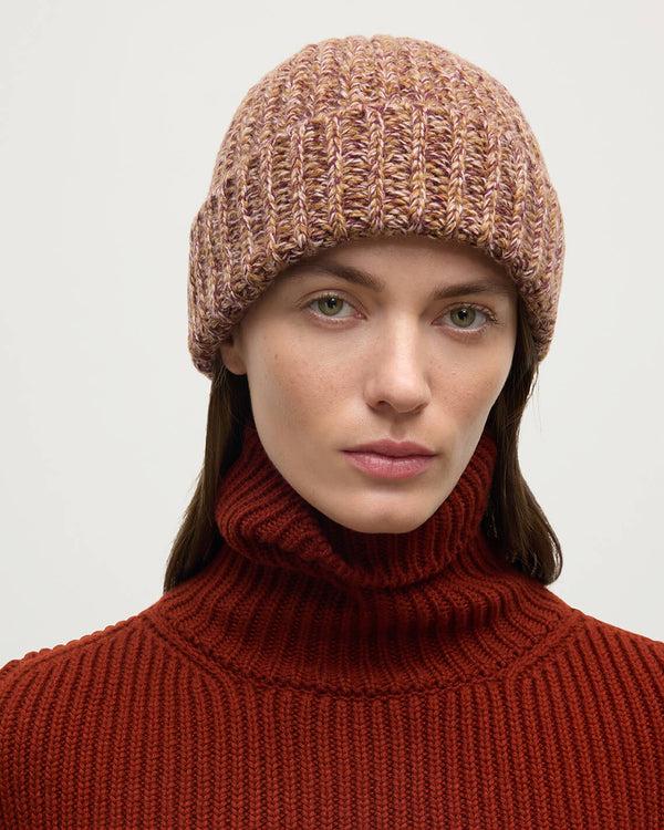 Johnstons Of Elgin Half Cardigan Stich Red Cashmere Beanie