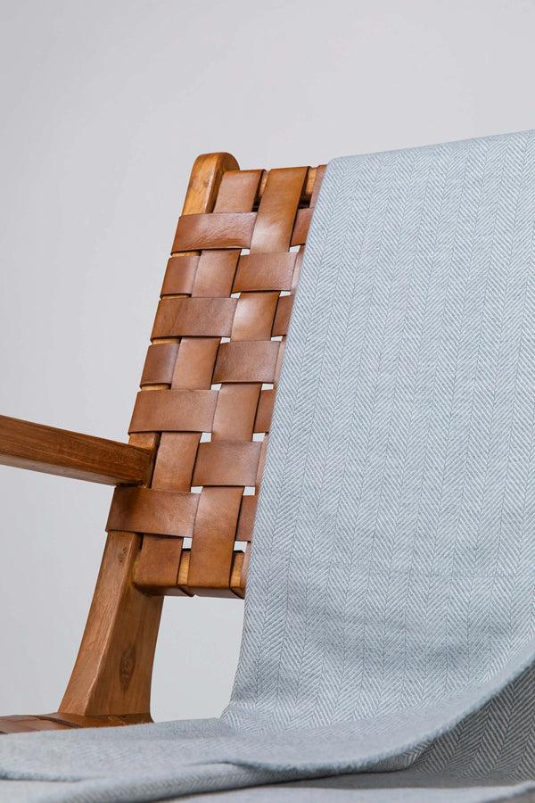 Johnstons Of Elgin Herringbone Merino Dark Grey Throw